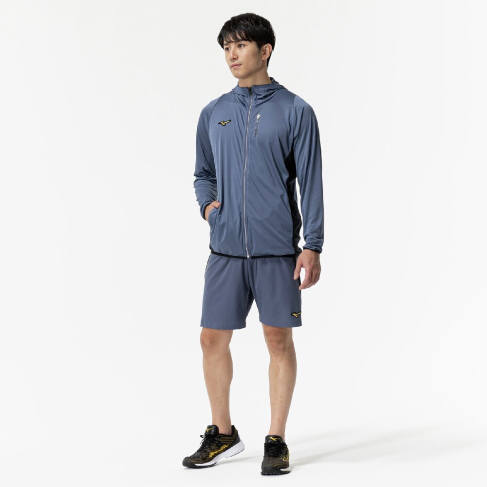 Mizuno 進 Pro 25S 連帽長袖外套 薄型 灰藍