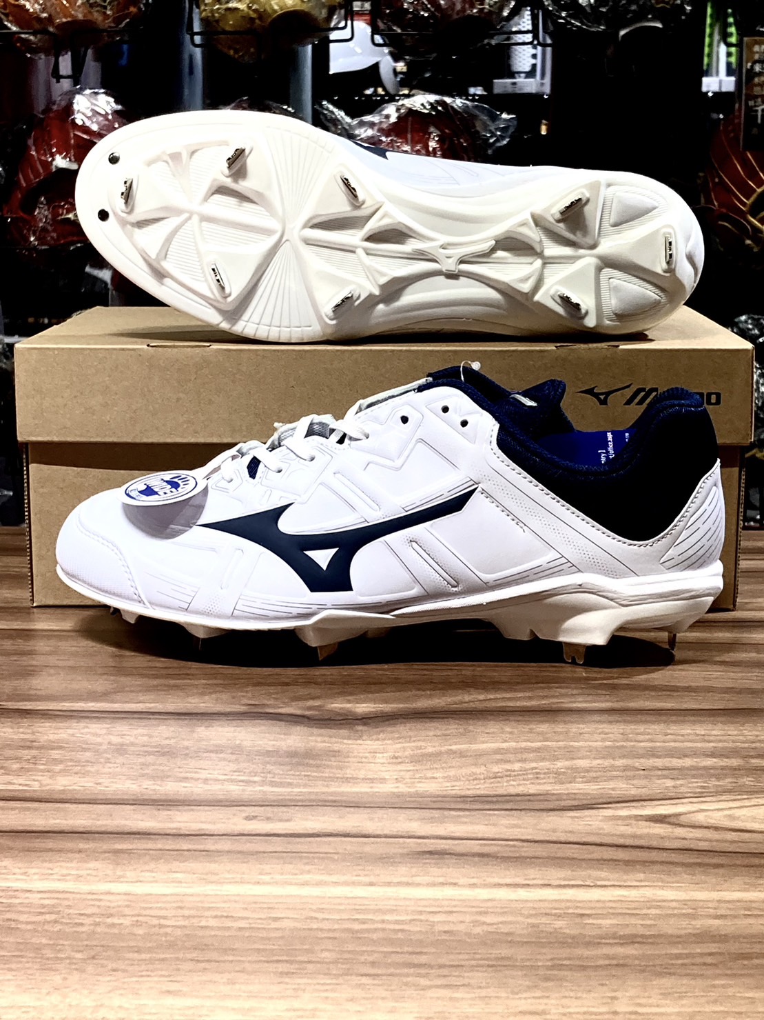 Mizuno Buddy 2 棒球釘鞋 白/深藍