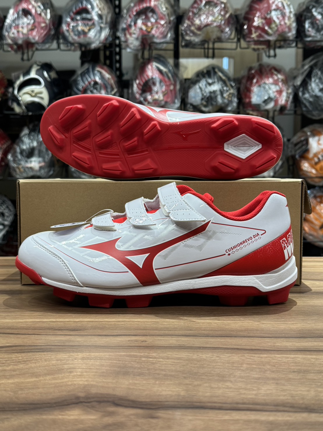 Mizuno Cushion DIA BLT 棒壘膠釘鞋 白/紅