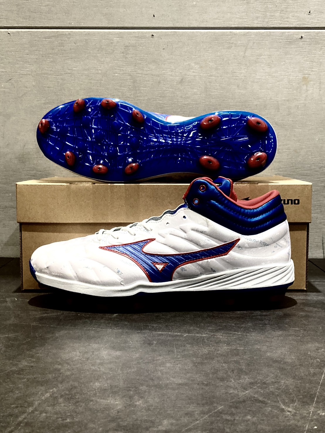 Mizuno Pro Cushion Mid TPU 棒壘膠釘鞋 白/藍