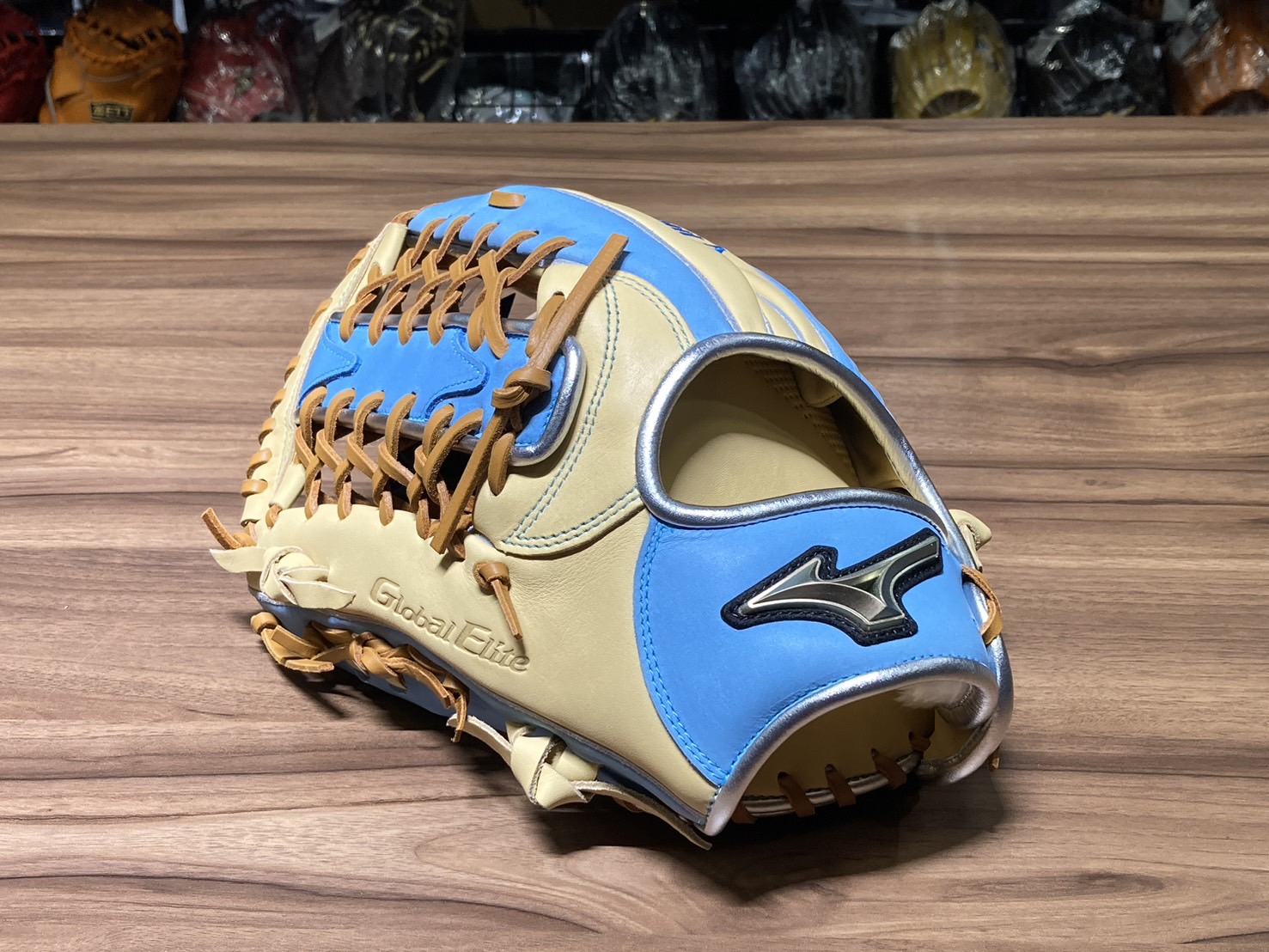 Mizuno 進 GE 接球手套 T網 父親節 淺藍/奶油 反