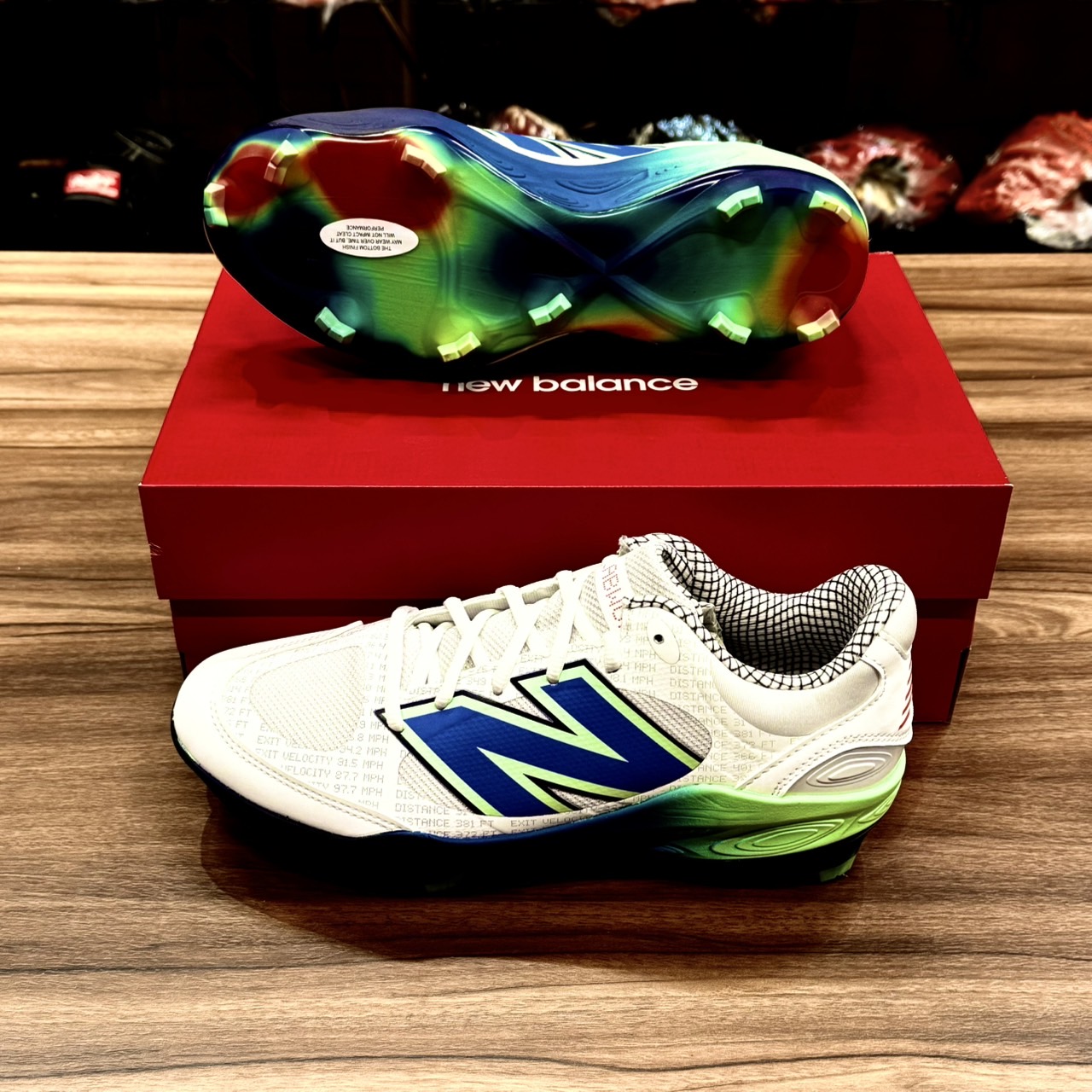NewBalance 3000v7 棒壘膠釘鞋 白/螢光藍