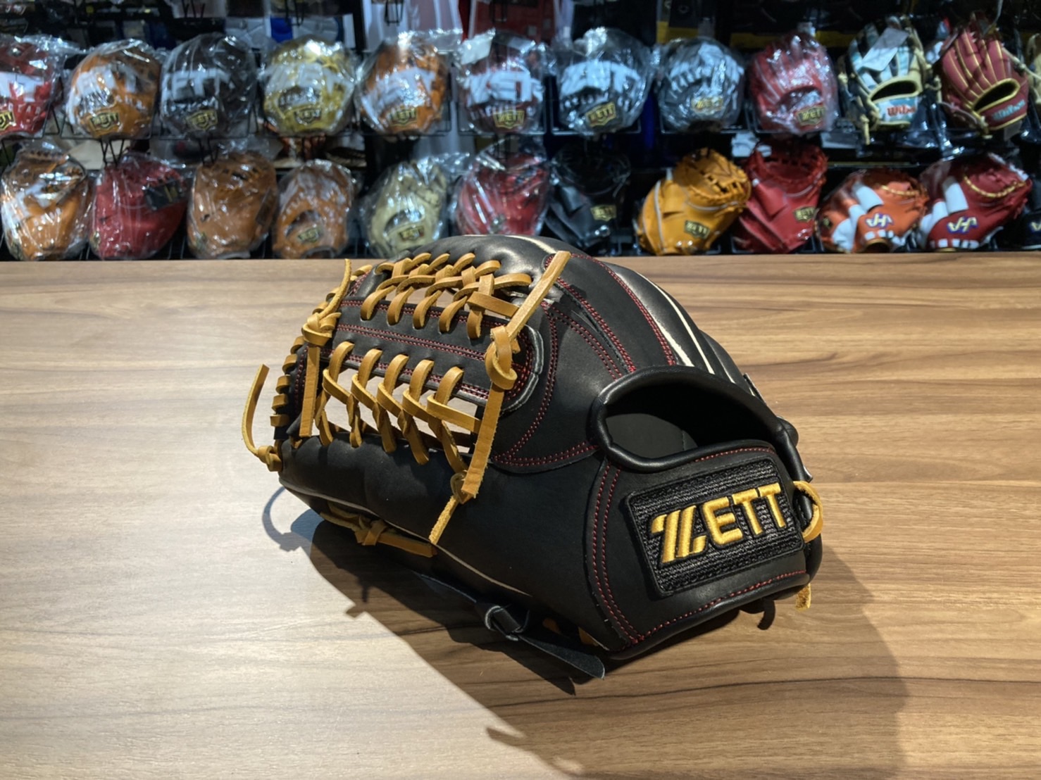ZETT JR7 接球手套 少年用 T網 黑 12" 反