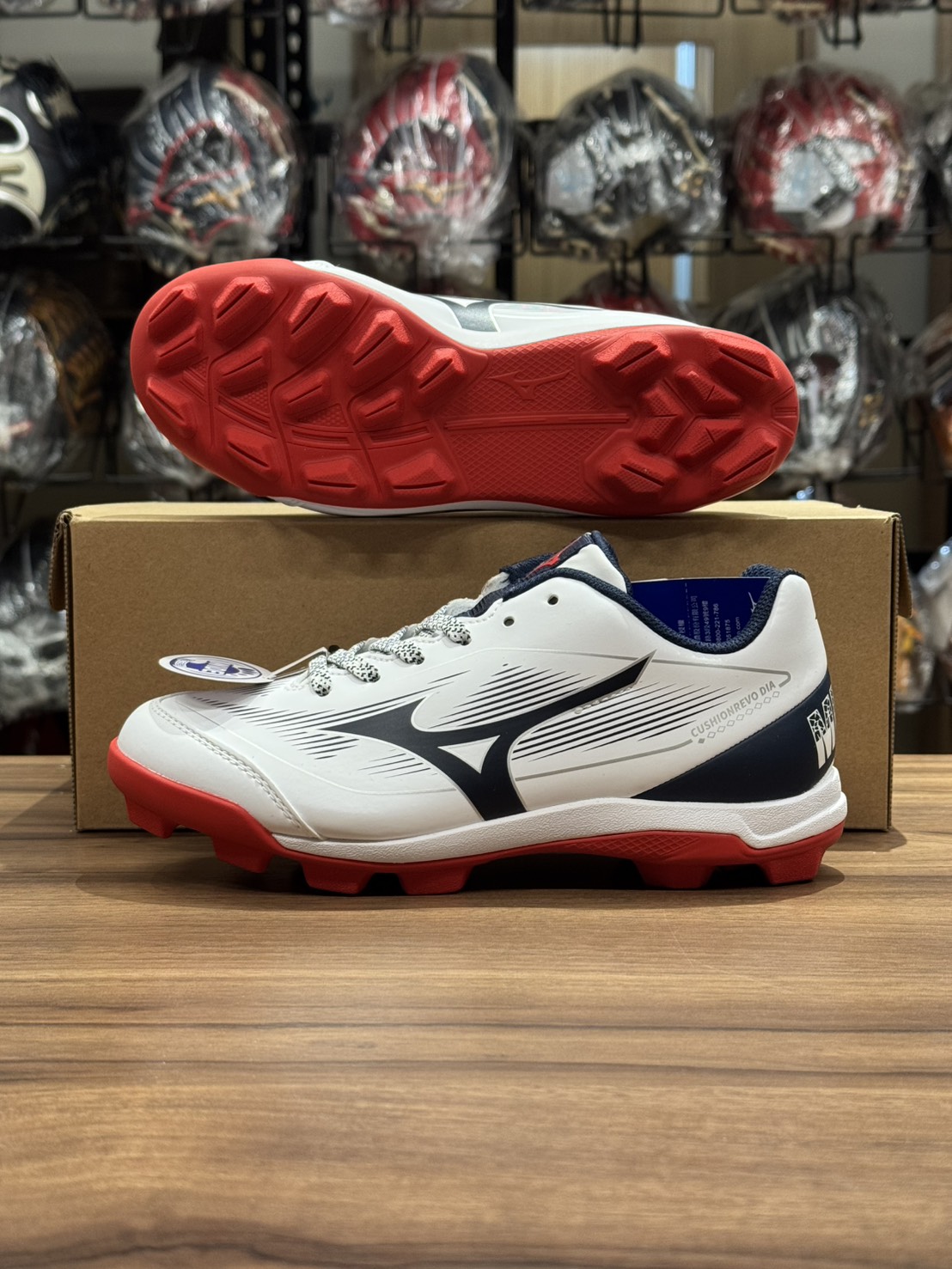 Mizuno Cushion DIA 25S 棒壘膠釘鞋 白/藍/紅
