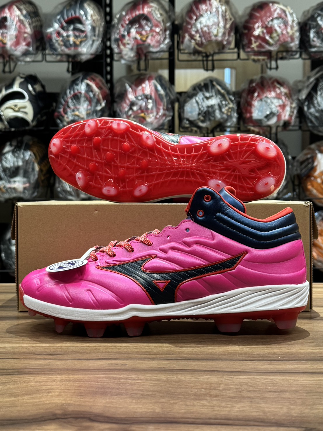 Mizuno Pro Cushion Mid TPU 25S 棒壘膠釘鞋 粉紅