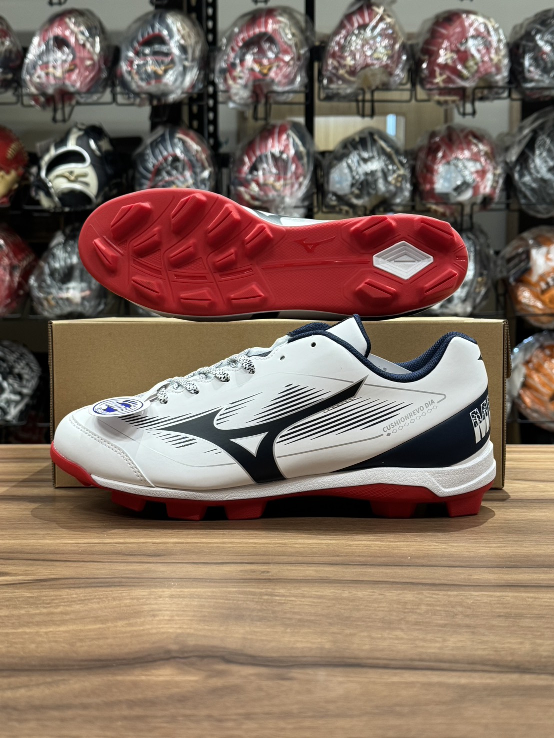 Mizuno Cushion DIA 25S 棒壘膠釘鞋 少年用 白/藍/紅