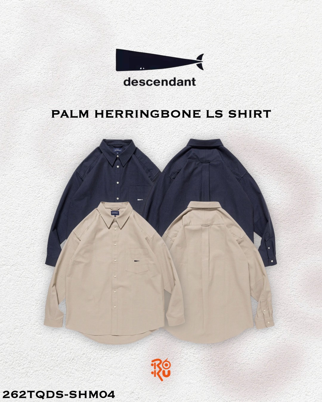 預購｜DESCENDANT 26秋冬 PALM HERRINGBONE LS SHIRT 262TQDS-SHM04