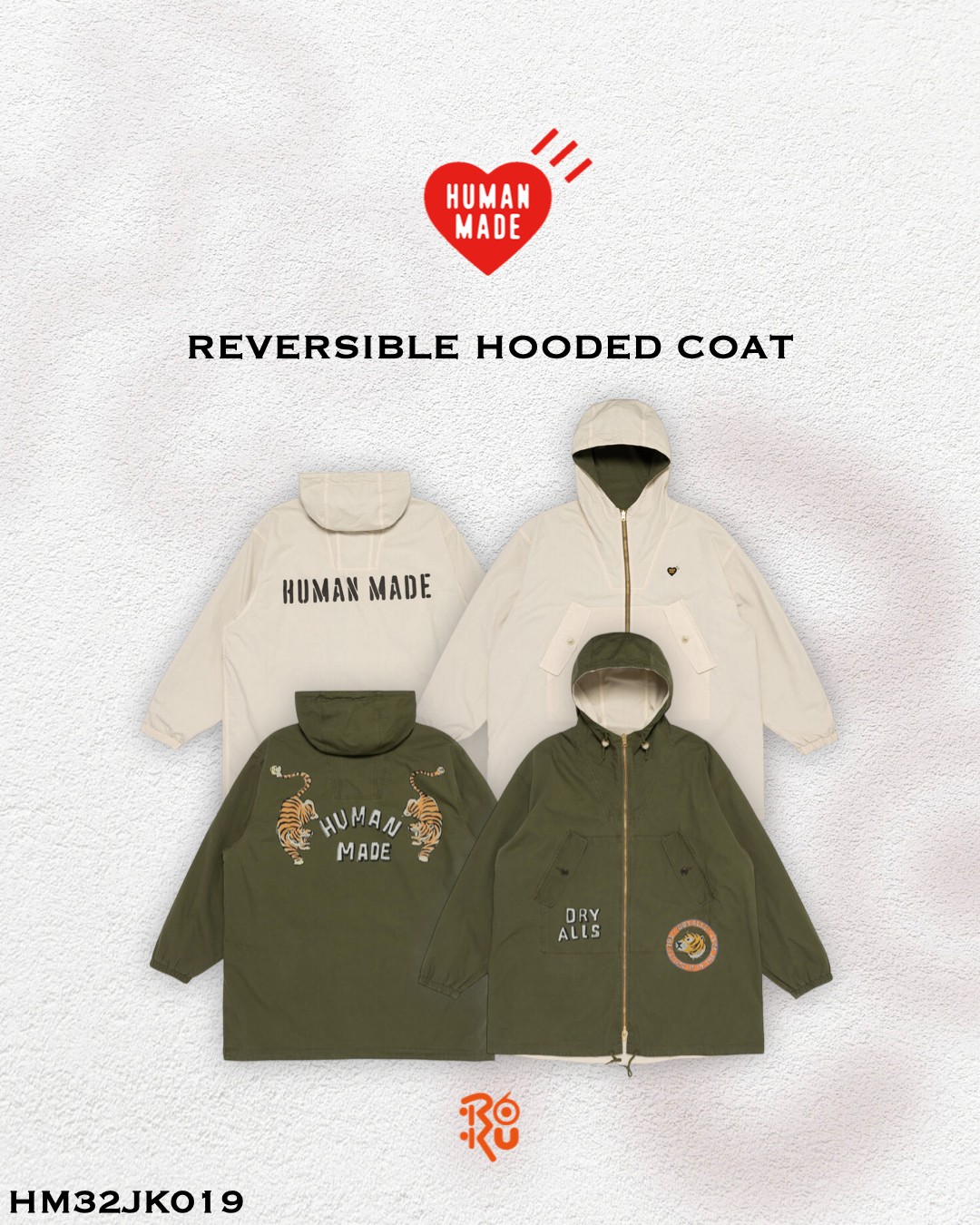 預購｜HUMAN MADE REVERSIBLE HOODED COAT HM32JK019