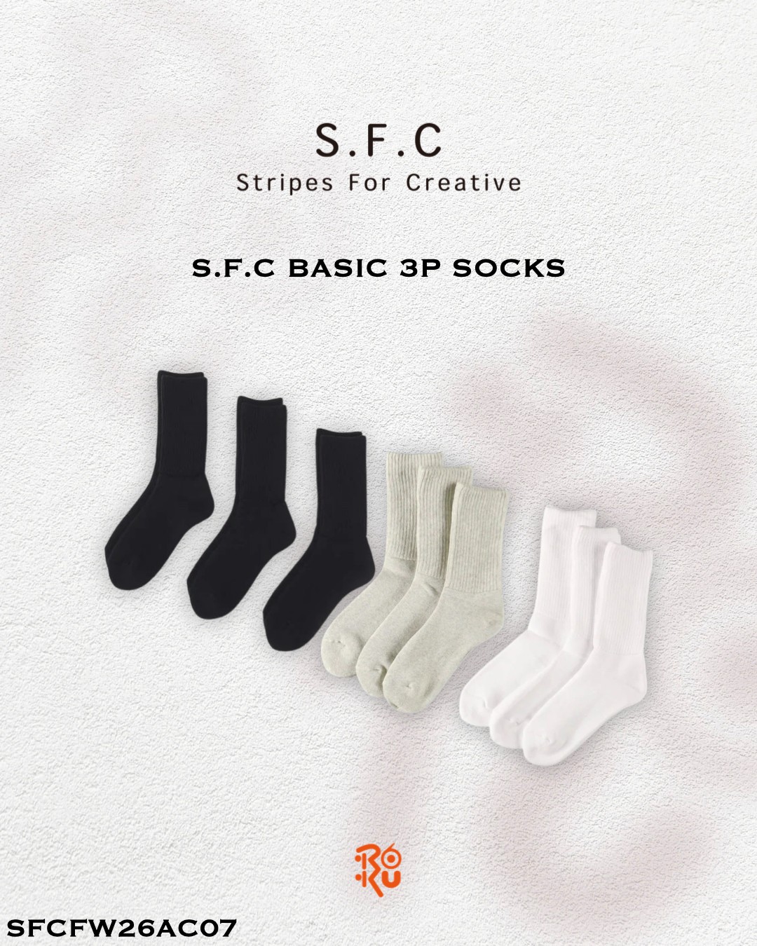 預購｜S.F.C BASIC 3P SOCKS SFCFW26AC07