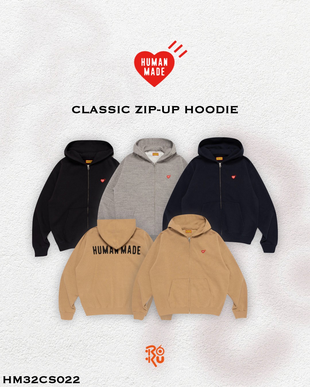 預購｜HUMAN MADE CLASSIC ZIP-UP HOODIE HM32CS022