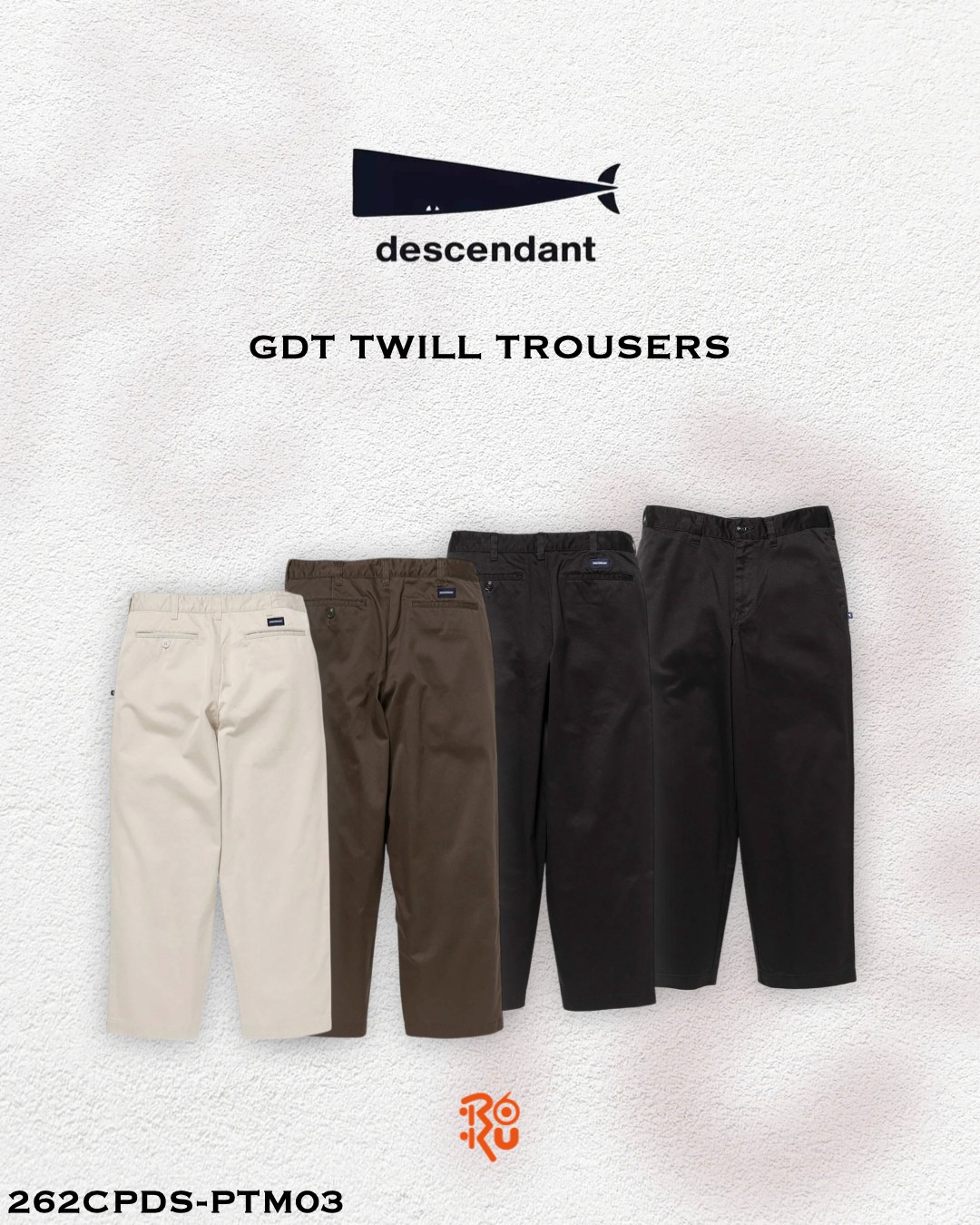預購｜DESCENDANT 26秋冬 GDT TWILL TROUSERS 262CPDS-PTM03