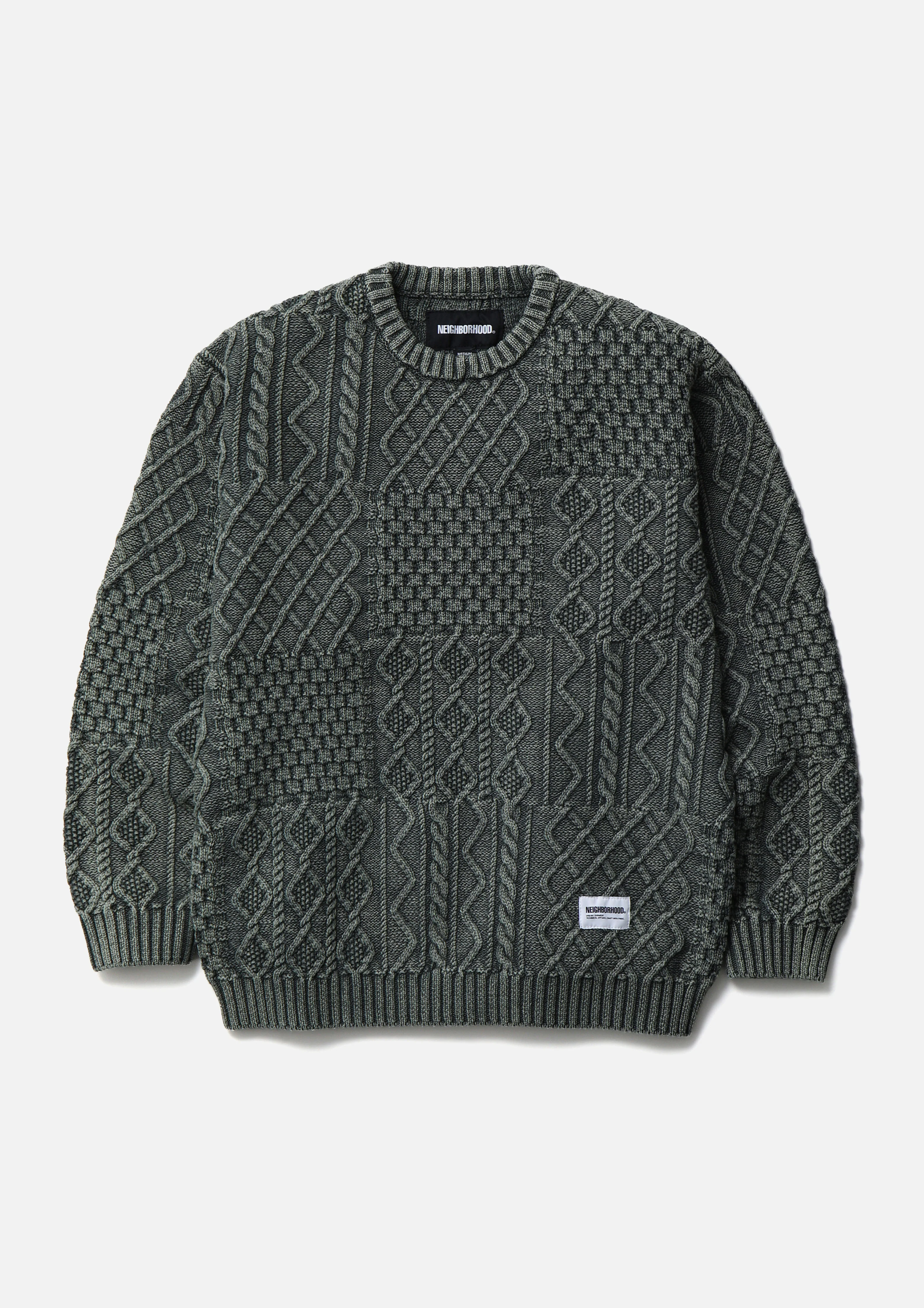 預購｜NEIGHBORHOOD 26秋冬 WASHED BLOCK CABLE SWEATER 26213NH-KNM04