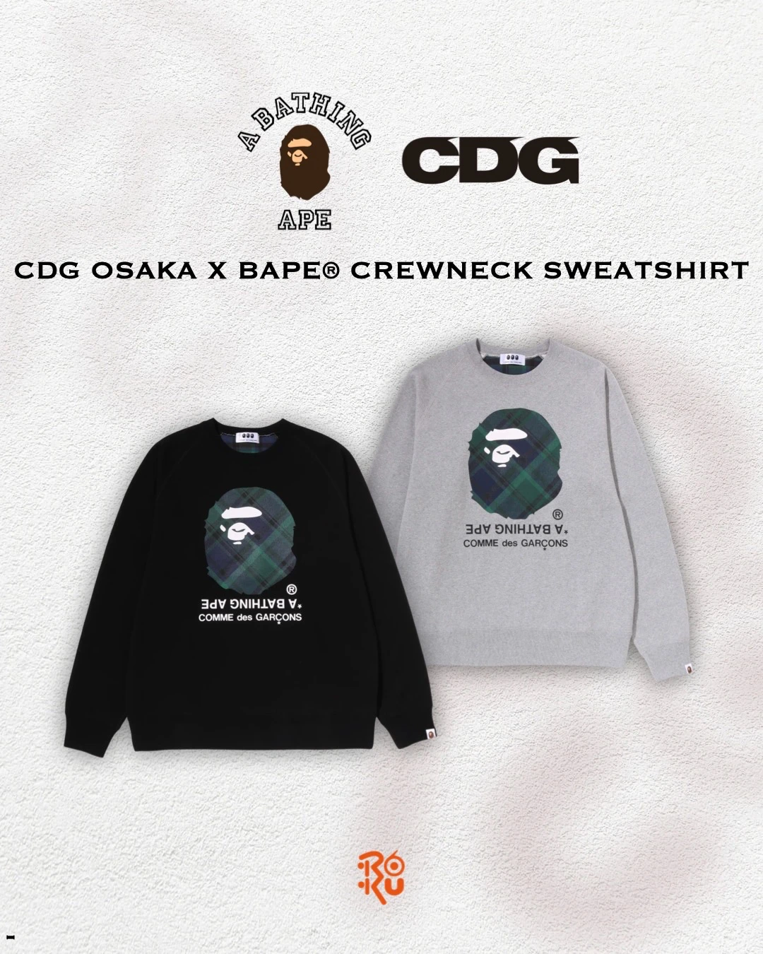 預購｜CDG OSAKA X BAPE® CREWNECK SWEATSHIRT
